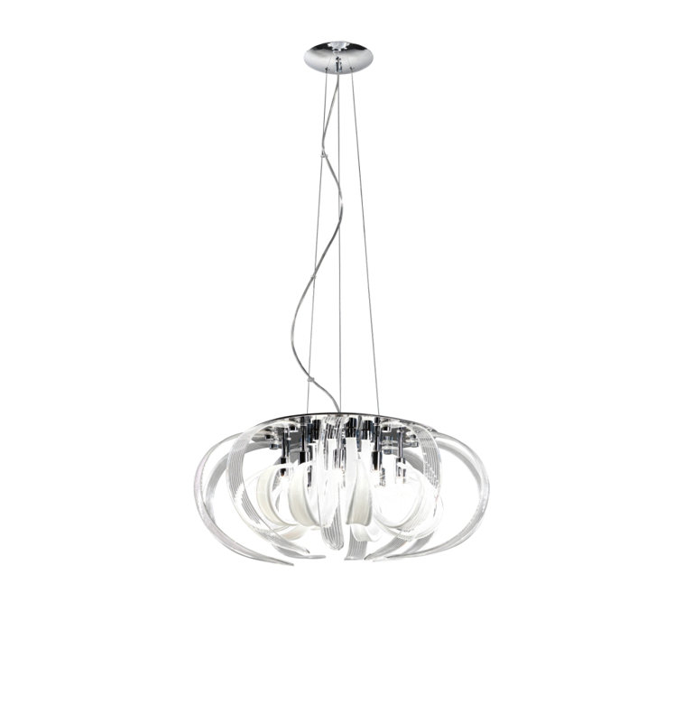 Willett 14 - Light White/Transparent Geometric Pendant, 50 - 160cm H x 60cm W