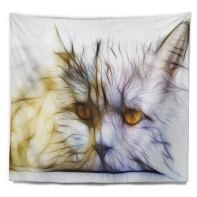Tapisserie mignonne avec un chat blanc