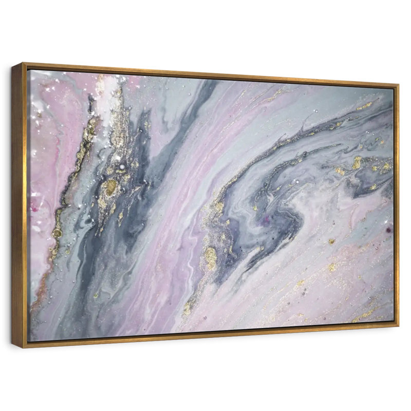Pink And Grey Luper, Floating Frame Gold, 37" X 25"