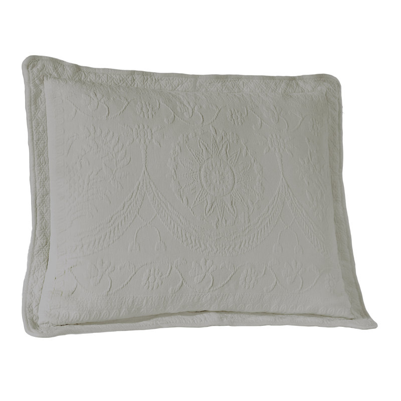 Historic Charleston King Charles Matelasse Decorative Pillow Sham, Classic Cotton King Pillow Cover, 20 in x 36 in, 1 Count, Blue