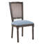 Chaise de salle à manger Kelton de style campagnard français, rembourrée, avec dossier en rotin, pieds cannelés sculptés et structure en hévéa vieilli.-134284975-134284976
