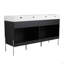 Meuble-lavabo autoportant 60 po avec double lavabo en résine, armoire de rangement avec portes à fermeture douce (ensemble KD)