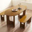Table de salle à manger ovale brune de 63 po x L 21 po pour 4 à 6 personnes avec base en bois d'hévéa massif pour la cuisine et la salle à manger