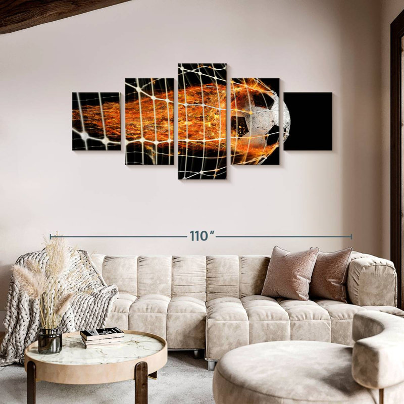 Flaming Soccer Ball, 42" H x 92" W