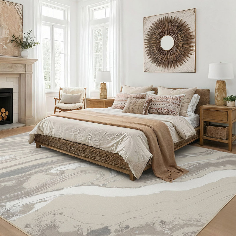 Galaxy Series Abrstract Black/Gray/Ivory/Beige Area Rug, Rectangle 7'9" x 10'2"