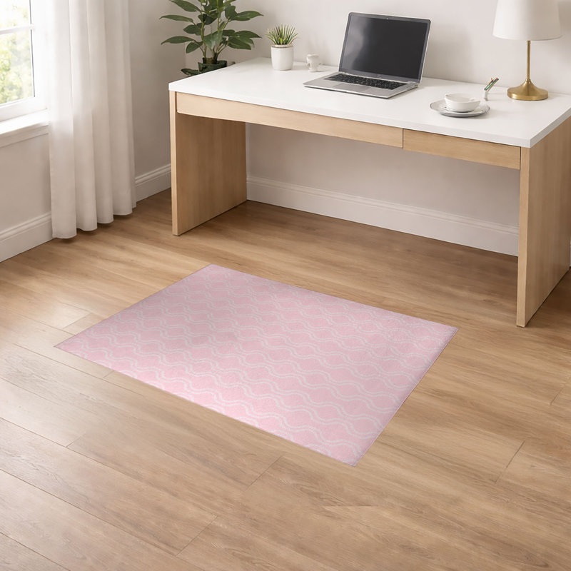 Tapis de bureau décoratif léger à motif de vigne ondulée, L 84 po x P 60 po, Rose