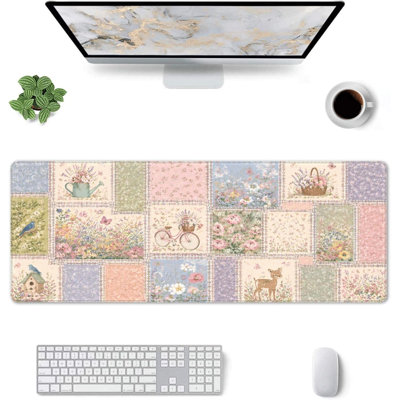 Tapis de jeu 15,75 x 31,5 po Pastel Garden Aquarelle, fleurs et animaux des bois