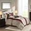 Queen Comforter - Red With Solid Details Bed 100% Filling & Shams-120469378-120469380