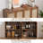 Vintage Rattan Kitchen Cabinet Storage Cabinet with Adjustable Shelves