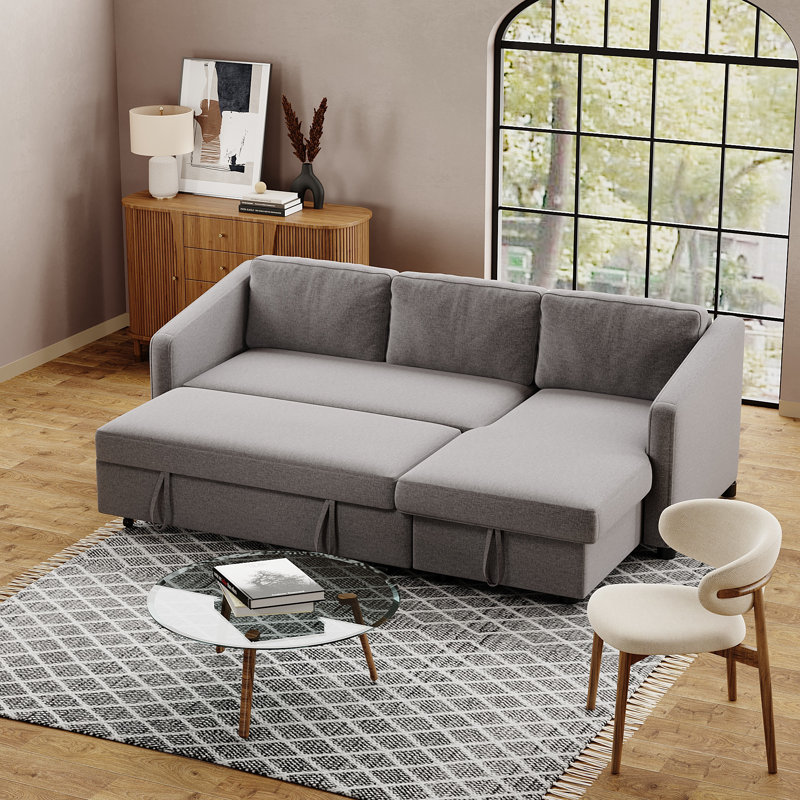 Kachayr 215Cm Linen Square Arm Sofa Bed