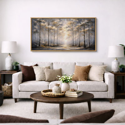 Golden Light Forest Path Landscape Wall Decor Extra Large Pictures Framed Canvas Print Wall Art