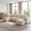 Modular Sectional Sofa Seat, Convertible Sofa With Storage, Multifunctional Folding Fabric Sofa Set, 6 Seater Sofa (Beige)-9300859