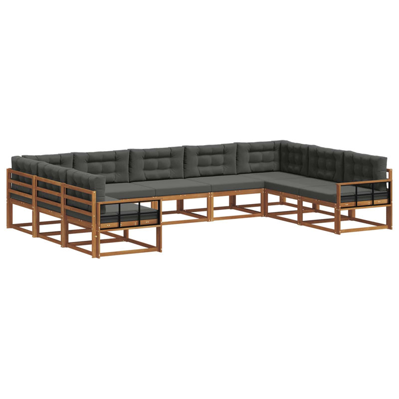 Ensemble de canapé d'extérieur avec coussin 9 pièces vidaXL Naturel et anthracite