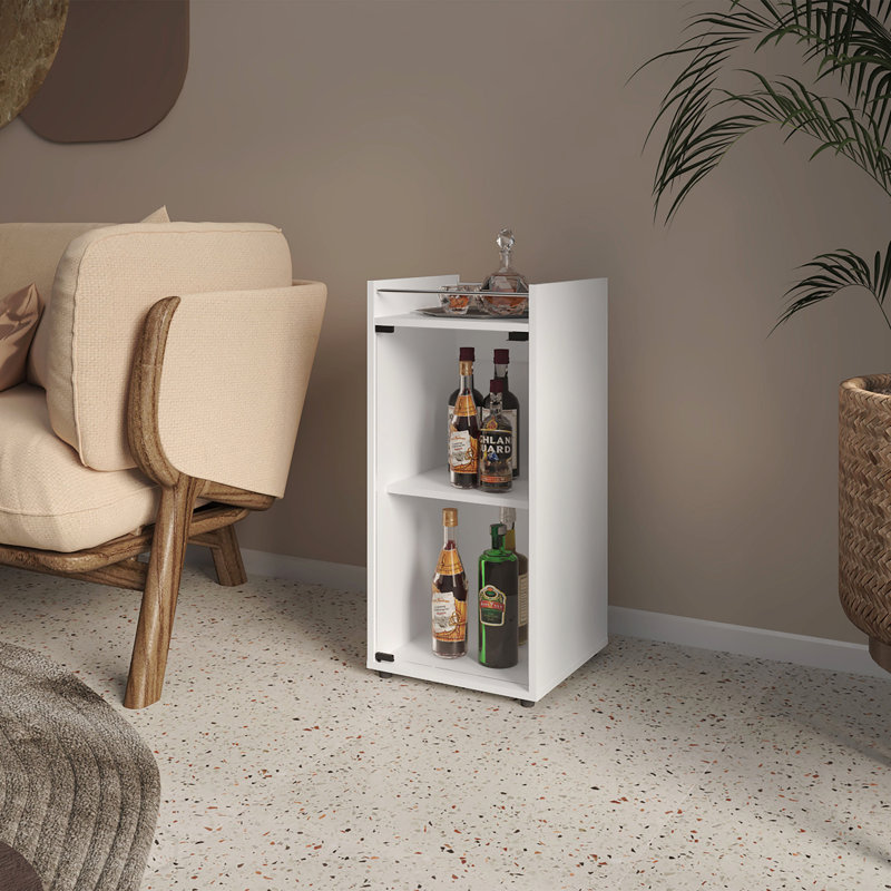 Bar 1 porte blanche avec tablette ouverte, Blanc
