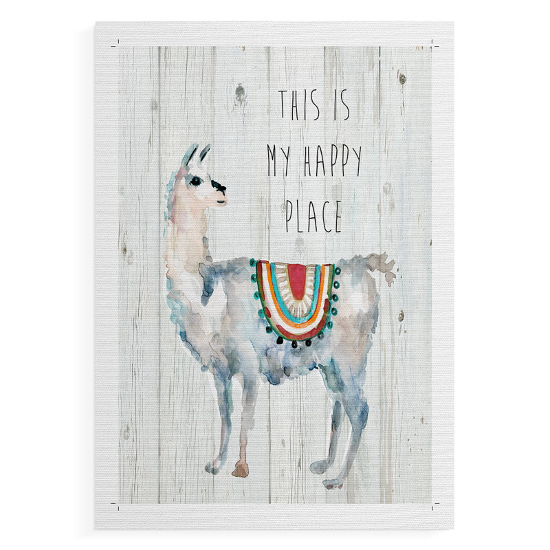 Llama Happy Place - reproduction de toile seulement - NON-CADRE, H 12 po x l 8 po
