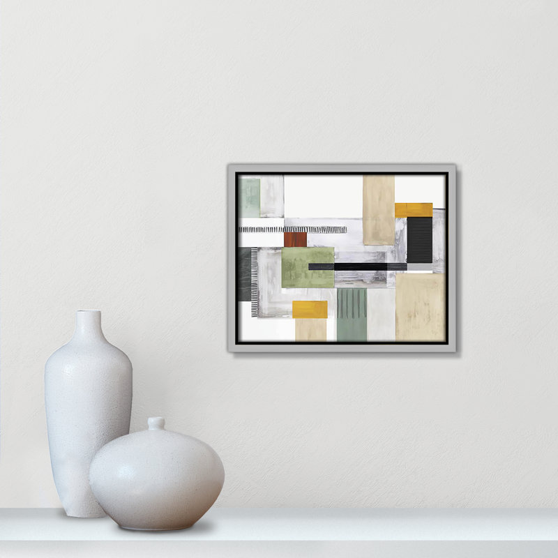 «Playful Blocks» par Tom Reeves, Pas de tapis, Encadrement argenté, H 9,5 po x l 11,5 po x P 2 po