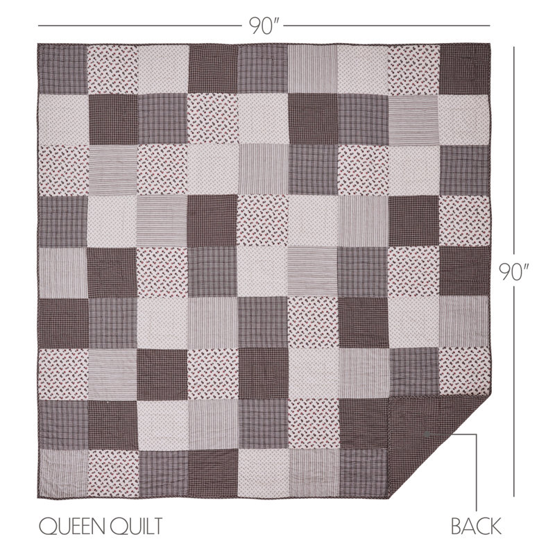 Florette Reversible Patchwork Queen Cotton Quilt Set in Brown