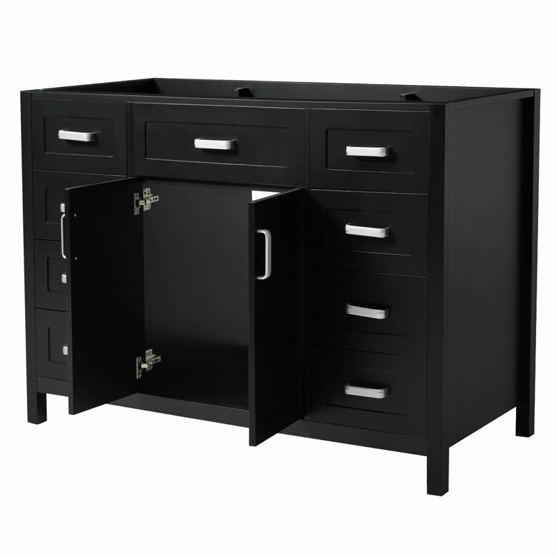 Meuble-lavabo 47 po sans lavabo, armoire seulement, 2 portes et 8 tiroirs, système de fermeture en douceur, conception classique