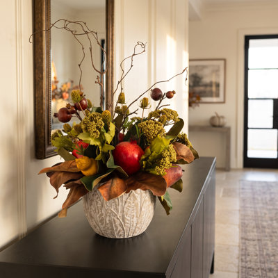 Cassville Thistle and Pomegranates Arranged in Decorative Ceramic Pot