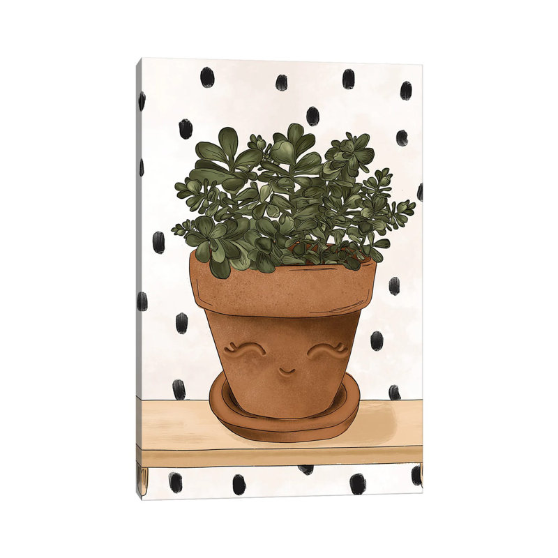 Happy Jade Plant by Katie Bryant - Wrapped Canvas Gallery-Wrapped Canvas Giclée, 20.32 cm H x 30.48 cm W