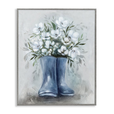 Bouquet botanique en bottes bleues, estampe numérique, design par Kristen Brockmon