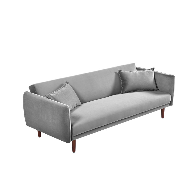 Canapé-lit en velours 77 po Ebern Designs, Velours gris