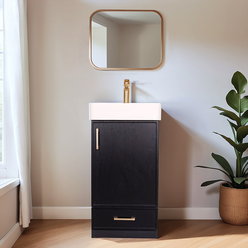 18" Mini Black Modern Free-standing Single Bathroom Vanity Set