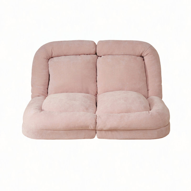 Convertible Fold-Out Single Sofa Bed,,The Left Part Of The Complete Product, Pink