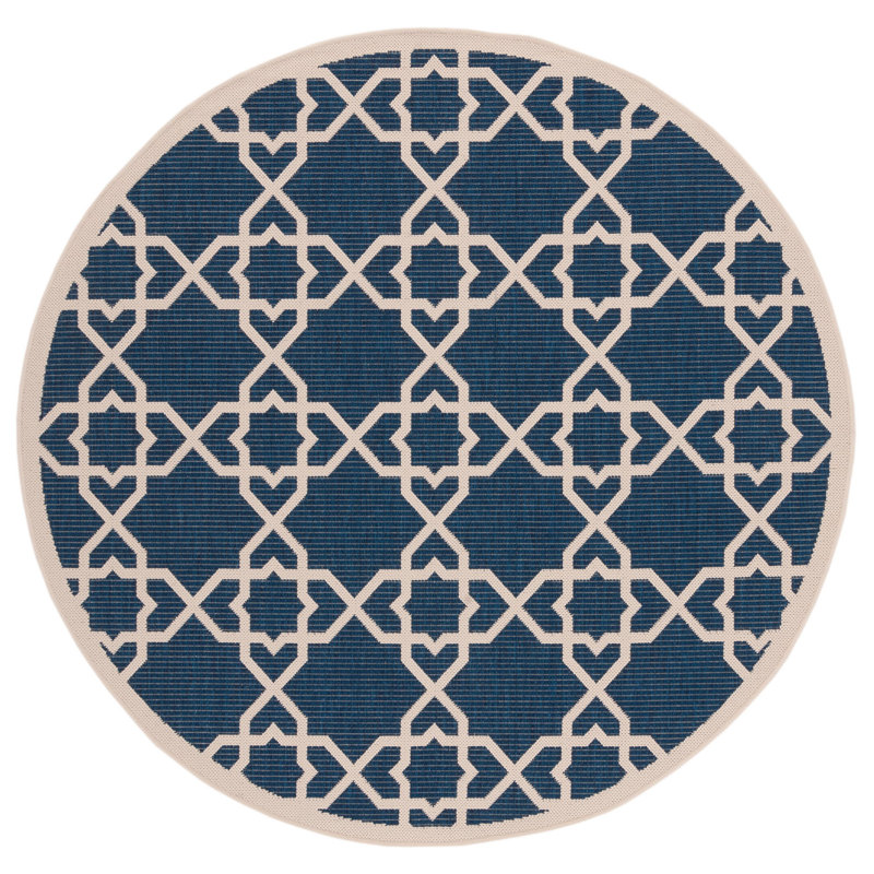 Courtyard Performance Geometric Indoor/Outdoor Area Rug, Round 5'3"
