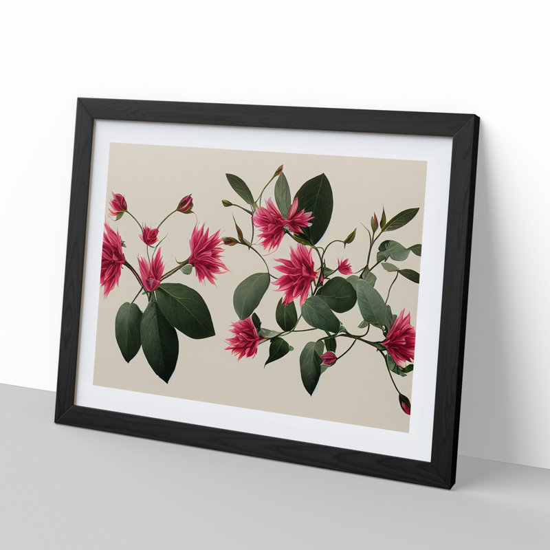 Serene Flowers - Framed Print, Black, 46cm H x 64cm W x 2cm D