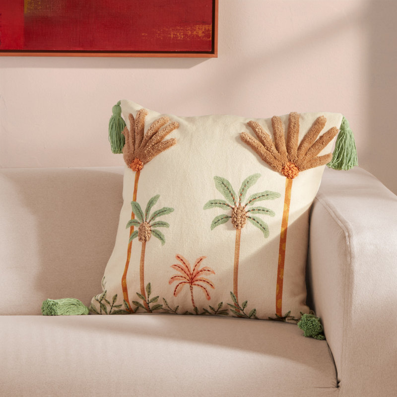 Housse et insert de coussin carré en coton Palm Trees