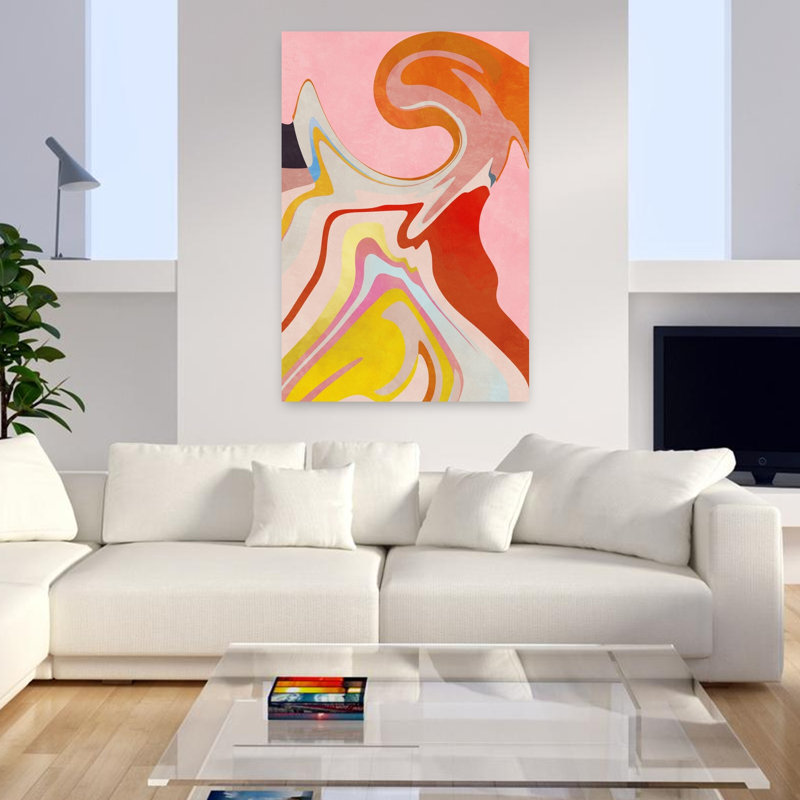 Art contemporain abstrait géométrique coloré, H 48 po x l 32 po