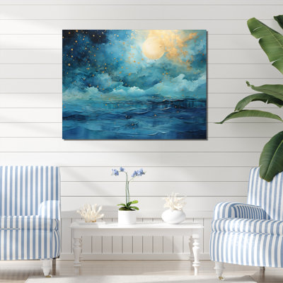 Teal Yellow Ocean Serenade Pastoral II - Modern Canvas Wall Art