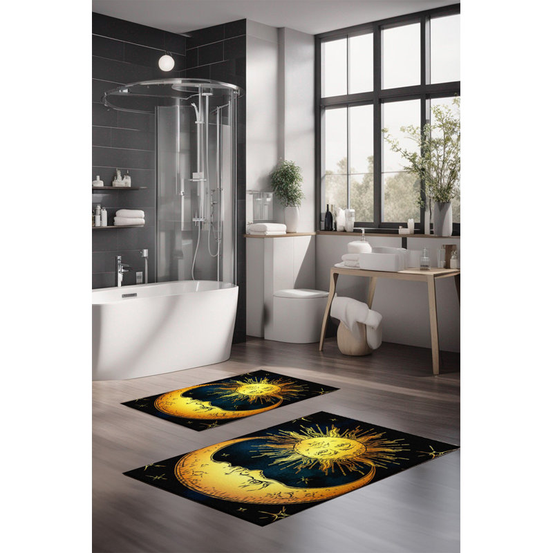 Eakly Luxury Bathmat Set (2 Pieces), 100% Polyester, 16.0 x 23.6 inches & 23.6 x 39.4 inches | Non-Slip Antibacterial Design, 0.3 in Pile Height | Machine Washable, Durable & Easy to Clean | Ideal for Bathroom Décor