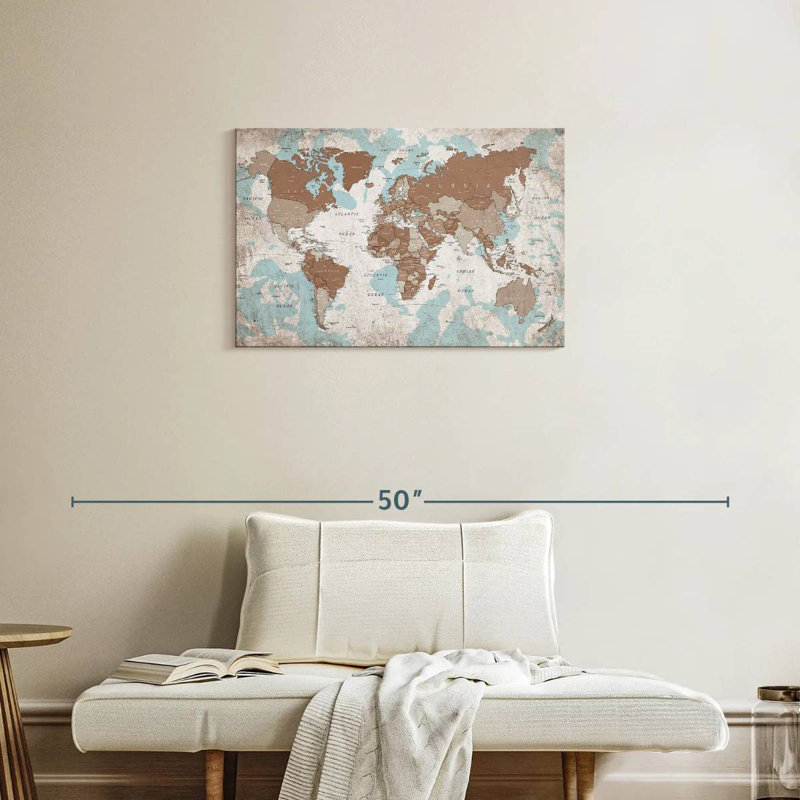 Keiri Geographic World Map VI, 20" H x 30" W
