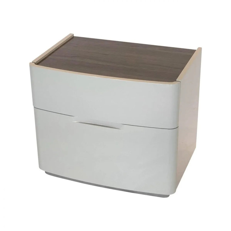 Commode anglaise à 2 tiroirs en blanc / châtaignier