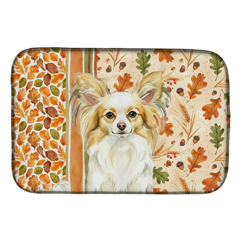 Lemon and White Papillon Heirloom Fall Dish Drying Mat