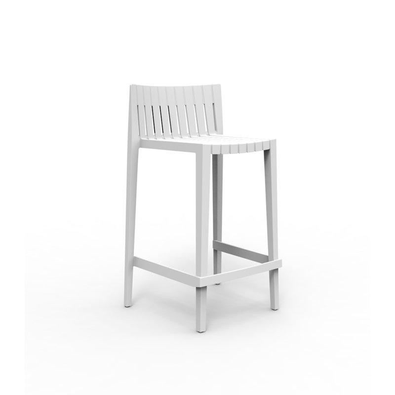 Spritz Patio Bar Stool, White, Counter Stool (26'' Seat Height)