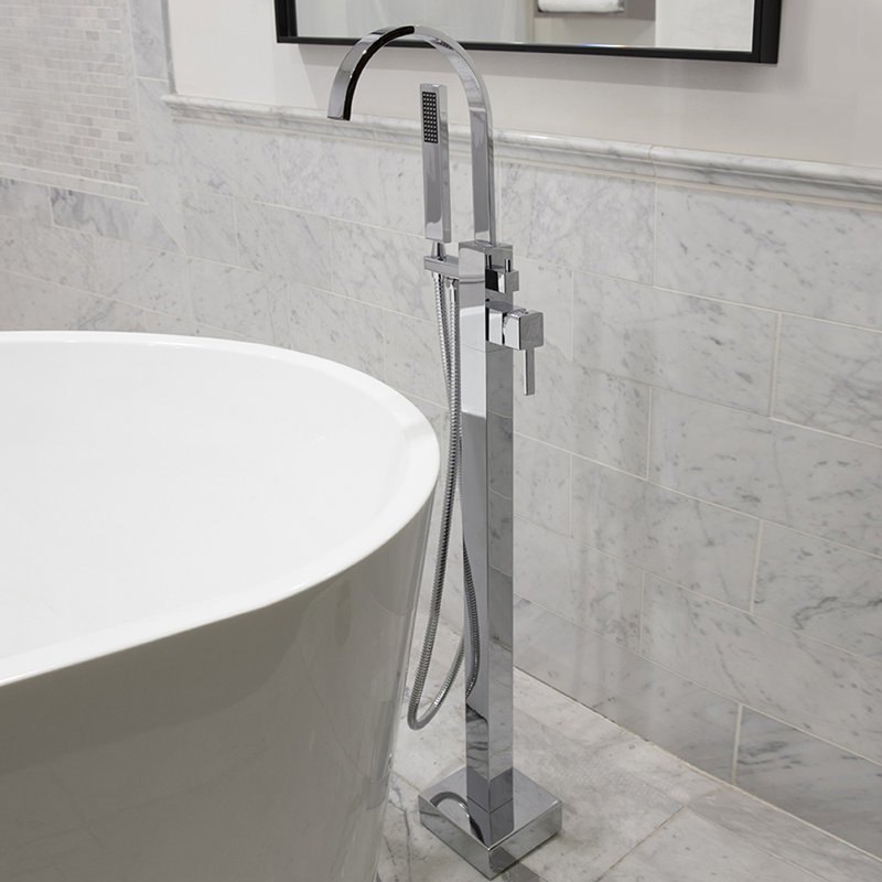 Kubista Tub Filler with Diverter, Polished Chrome