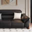 Causeuse-coussin modulable noire en cuir véritable