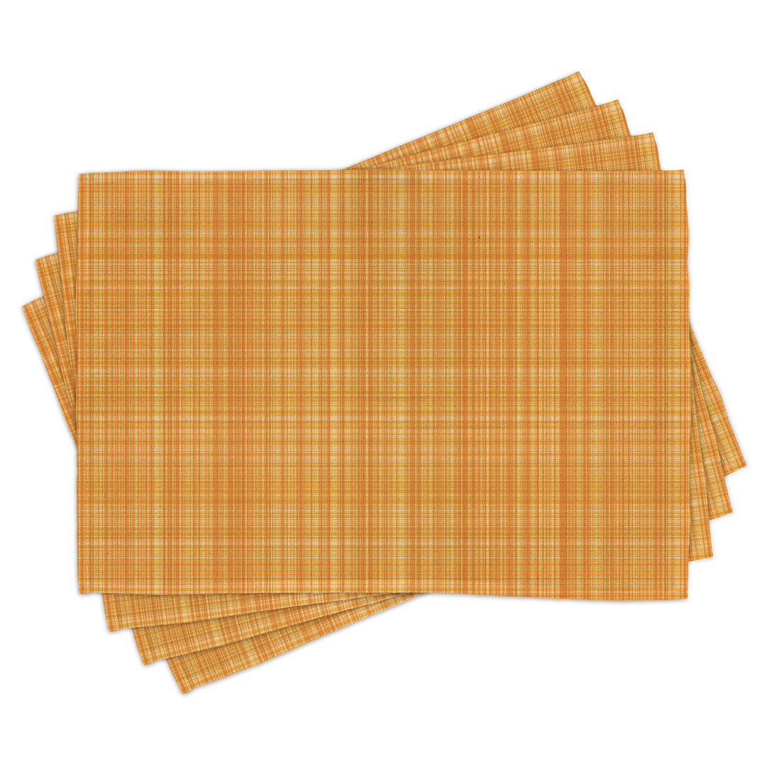 Platzdeckchen 4er-Set, gestreifte abstrakte Textur, Orange