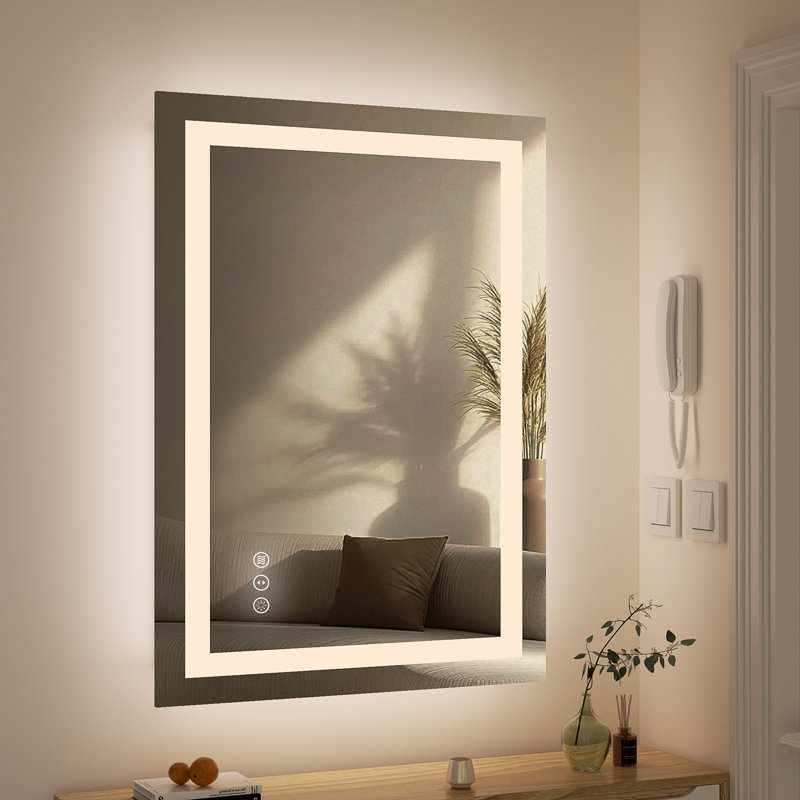 Rectangular Frameless Led Wall Mounted Bathroom Vanity Mirror, 32" x 24"