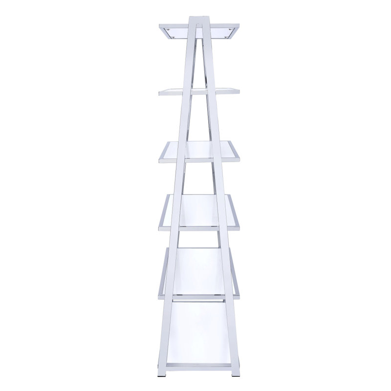Bibliothèque blanche et chrome avec 6 tablettes