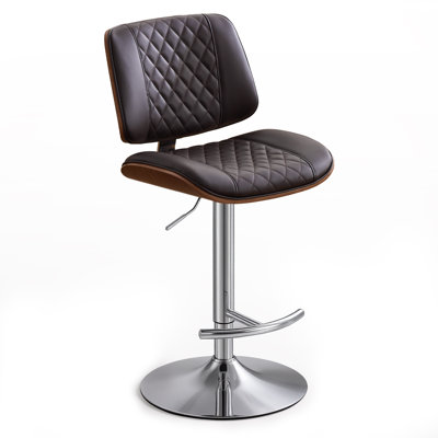 Tabouret de bar pivotant à hauteur réglable, siège en similicuir avec structure en métal pour comptoir de cuisine, brun moderne