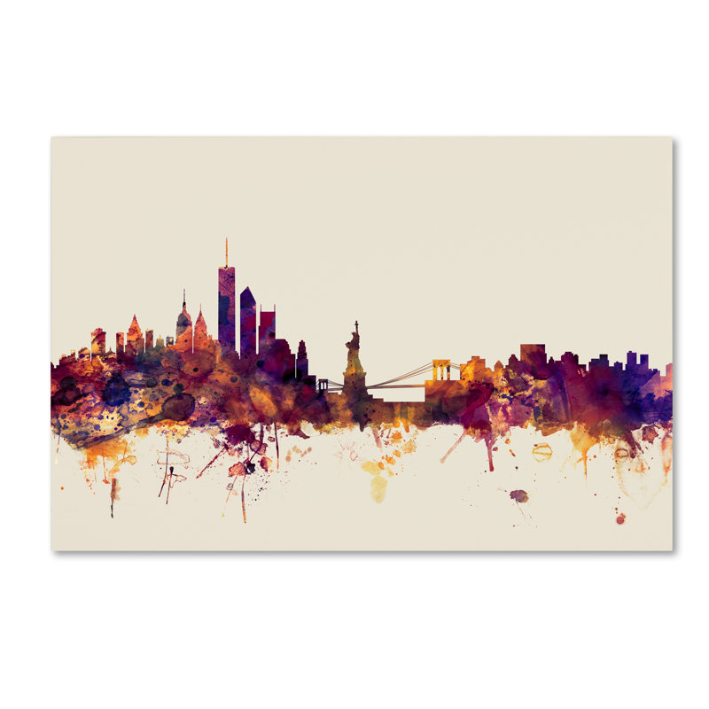 « new york horizon », impression sur toile tendue, H 12 po x l 19 po x P 2 po