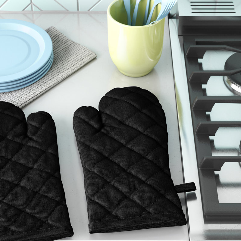 Wayfair Basics™ Taneytown Plain Oven Mitt Set, Black