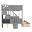 Spacieux lit simple au-dessus de lits doubles, escalier de rangement en bois massif au design moderne