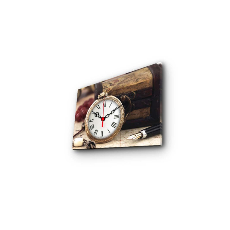 Horloge murale élégante en toile 11,0 po x 15,0 po | Toile 100% suède avec cadre 100% bois (épaisseur: 1,2 po) | Décoration intérieure élégante et pièce fonctionnelle, parfaite pour le salon et le bureau