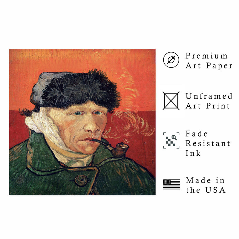 People and Portraits Vincent van Gogh, autoportrait avec oreille bandée et tuyau, reproduction d'art classique sans cadre