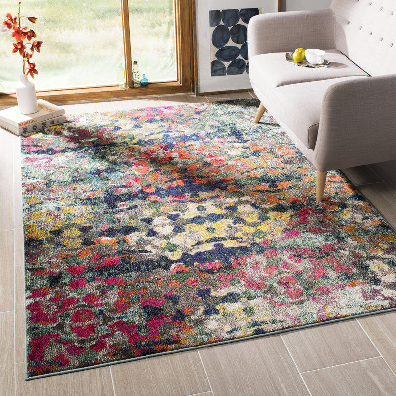 Hertzler Southwestern Green/Blue Area Rug, Rectangle 5'1" x 7'7"